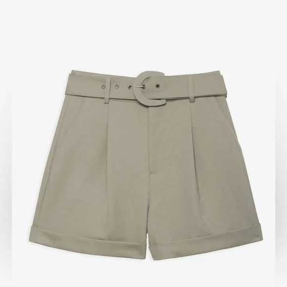 ANINE BING BECKY SHORT IN GREEN KHAKI, SIZE EU 40/US XL
